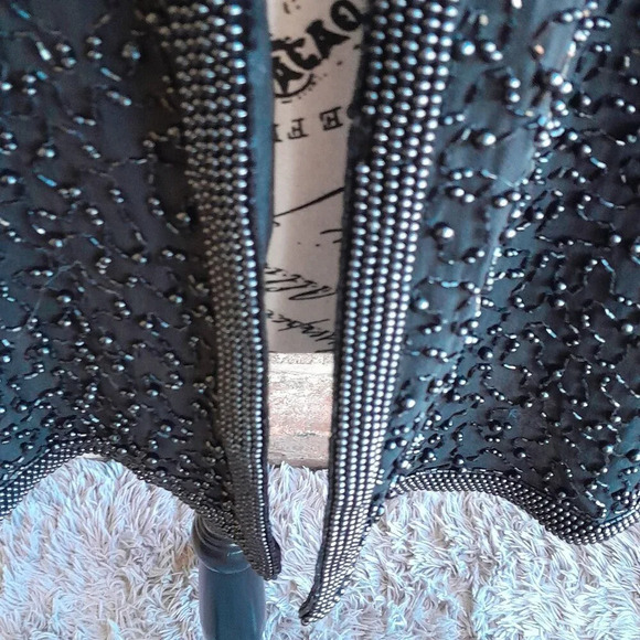Cote d'Azur Vintage Evening Silk Beaded Jacket - Picture 4 of 6